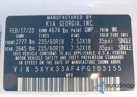 2023 Kia Sportage Ex z USA, uszkodzony, nr VIN 5XYK33AF4PG103155